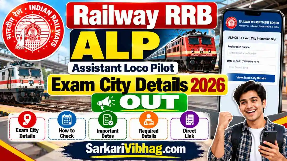 Railway RRB ALP Exam City Details 2026 - OUT