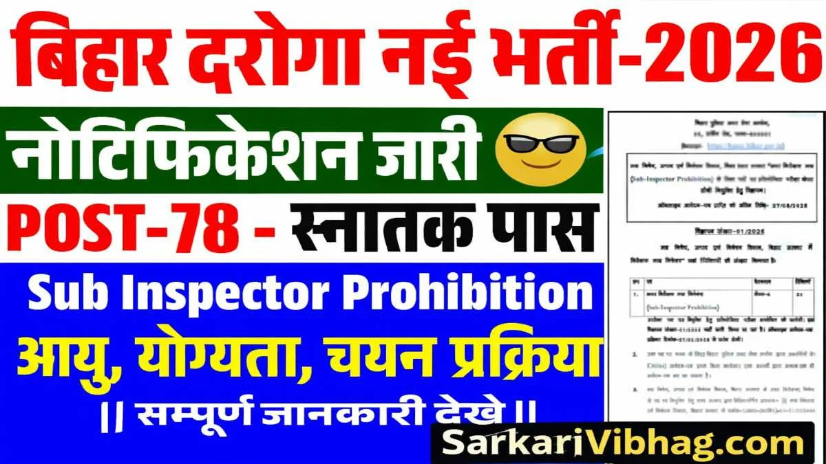 Bihar Police BPSSC SI Prohibition Recruitment 2026 Notification Hindi 