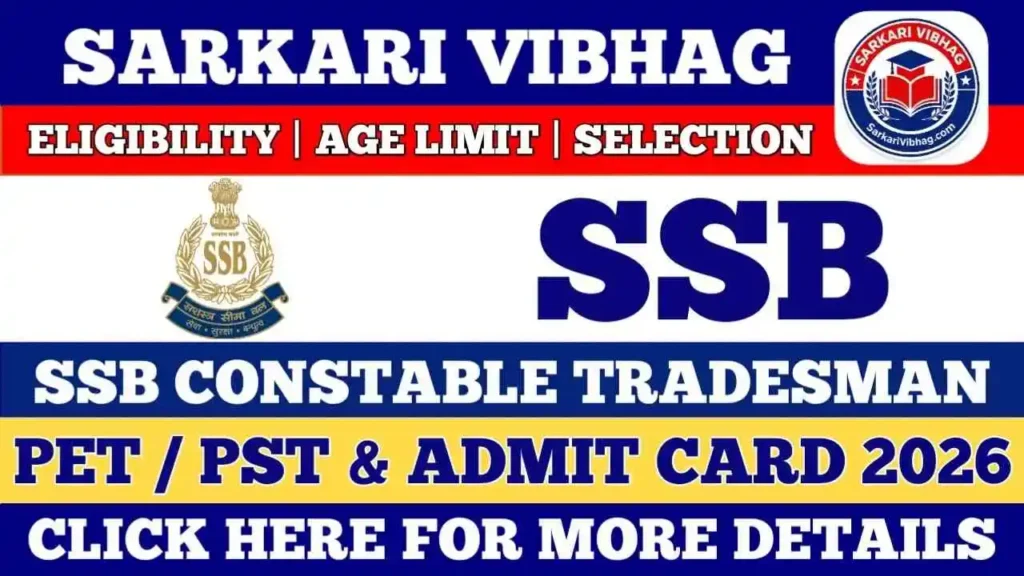 SSB Constable Tradesman PET / PST Exam Date 2026 - OUT