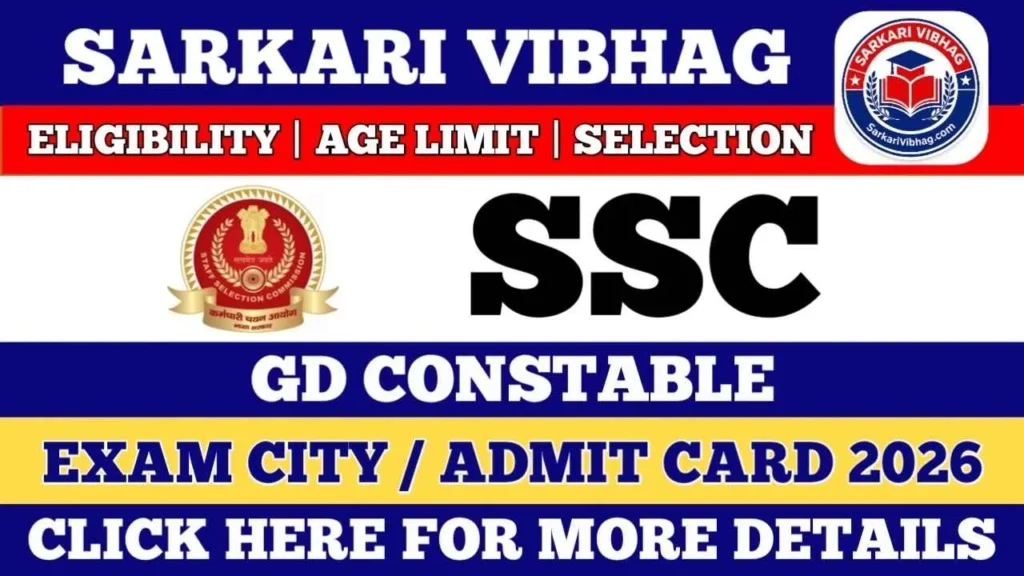 SSC GD Constable Admit Card 2026 OUT - Exam City Details