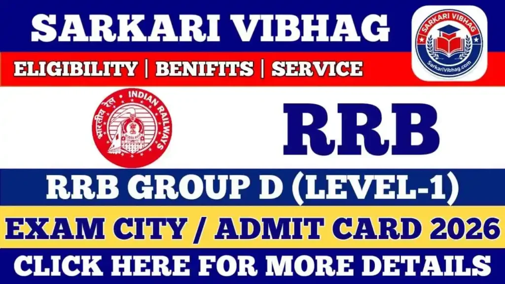 Railway RRB Group D Exam City Details 2026 - OUT SarkariVibhag.com